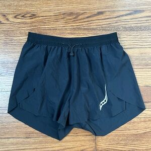 Saucony men’s running shorts, black, size small, draw string waist